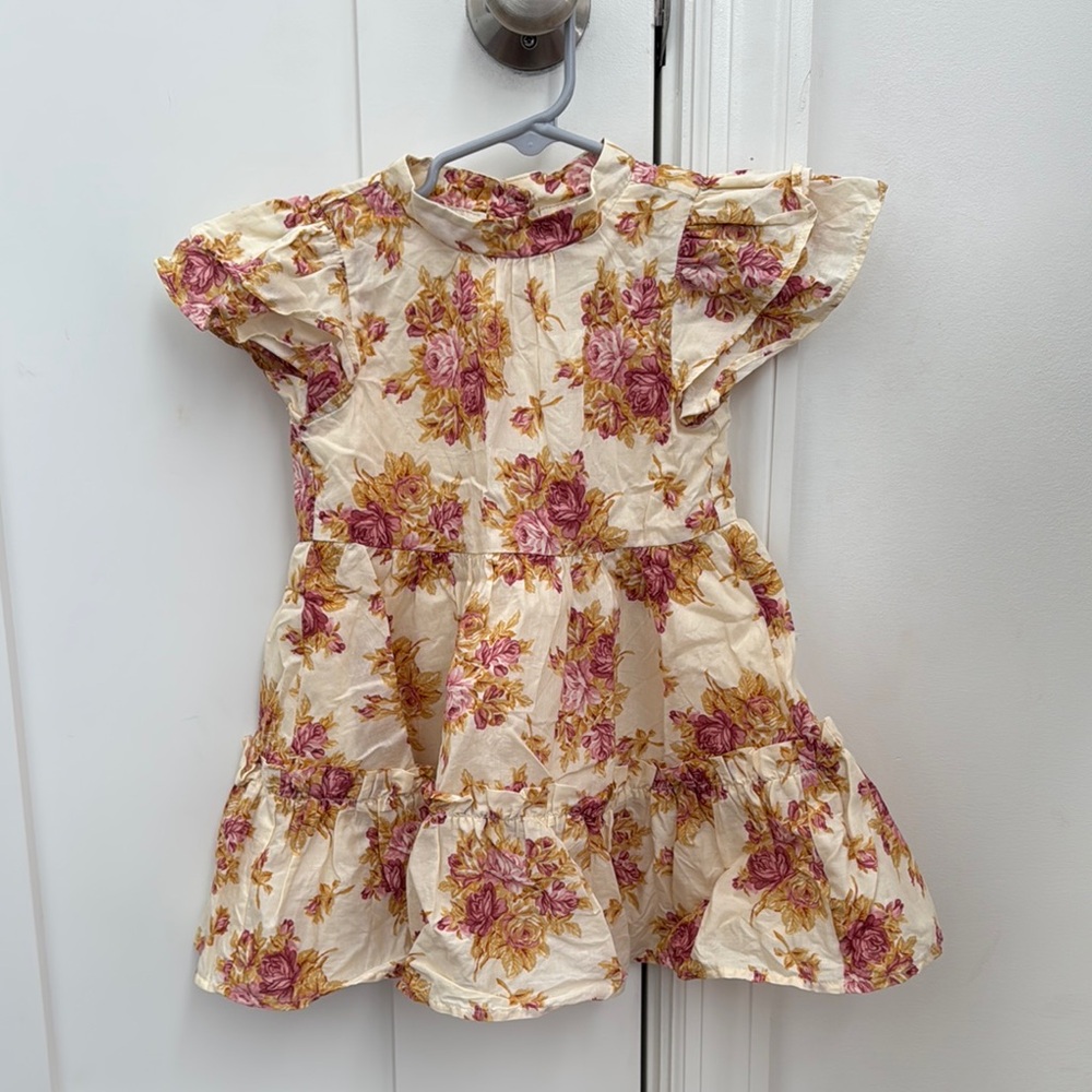 Floral Dress with Ruffle Sleeves
